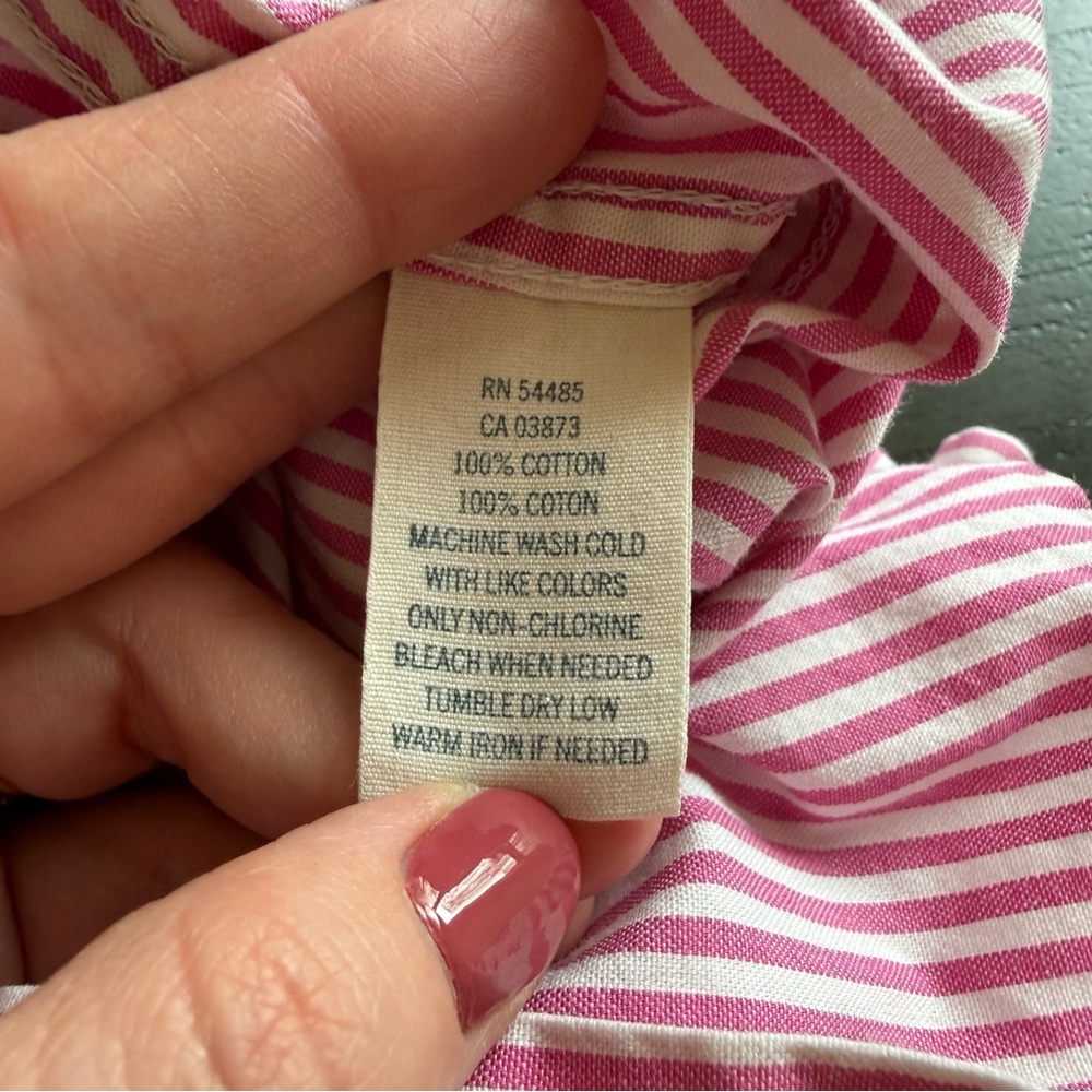 VTG American Eagle Y2K Preppy Pink Striped Button Down Shirt Old Money - Picture 6 of 9